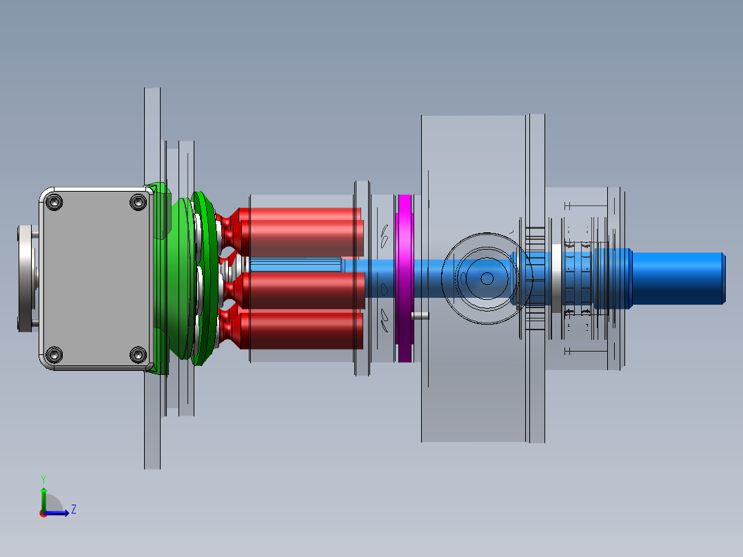 斜坡式柱塞泵3d图纸液压柱塞泵+仿真+CAD图纸CCY14柱塞泵3d模型左视图