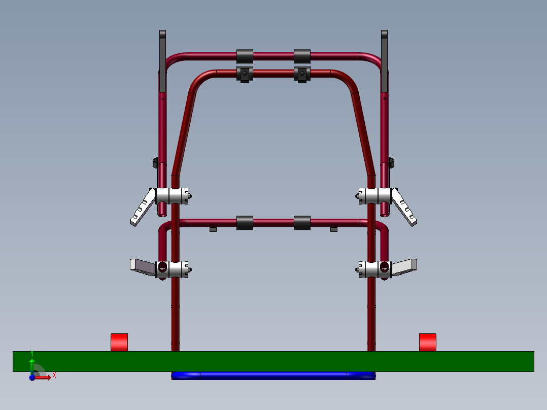 轿车用自行车固定架设计3D图纸 自行车固定车架CAD图纸三维模型前视图