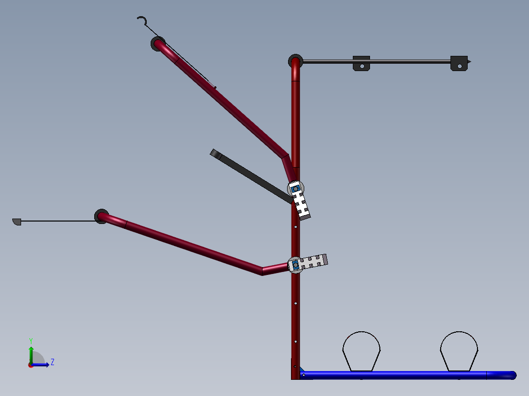轿车用自行车固定架设计3D图纸 自行车固定车架CAD图纸三维模型左视图