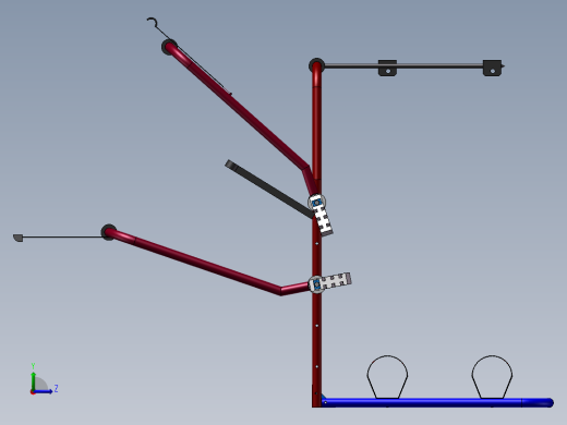 轿车用自行车固定架设计3D图纸 自行车固定车架CAD图纸三维模型左视缩略图