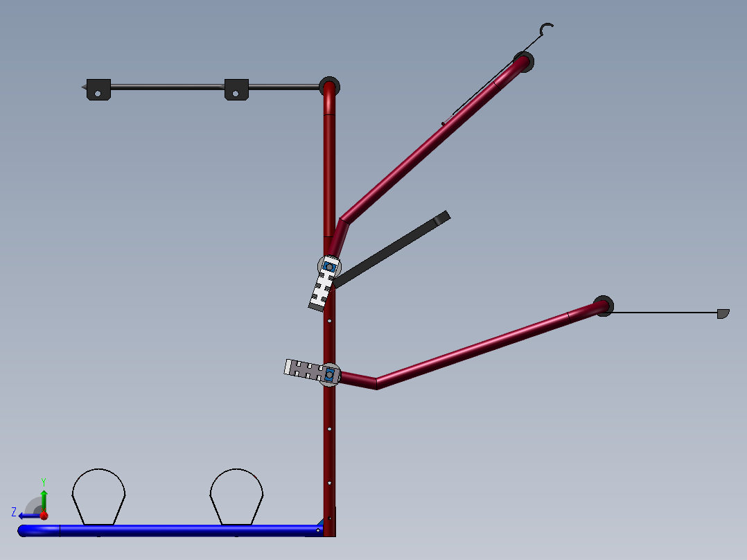 轿车用自行车固定架设计3D图纸 自行车固定车架CAD图纸三维模型右视图