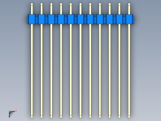 彩色公头100mil（2.54mm）系列-DS1021_blue_3x11p_100mil_Type43_rev1.0俯视缩略图