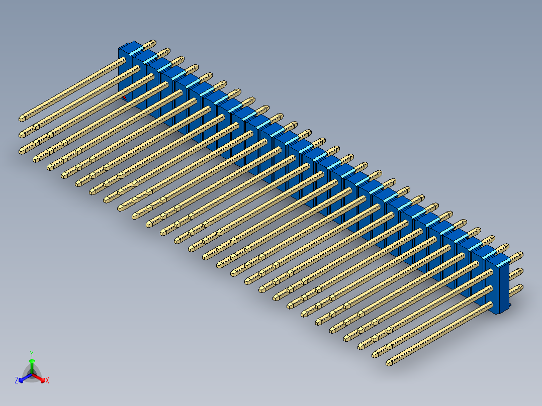 彩色公头100mil（2.54mm）系列-DS1021_blue_3x27p_100mil_Type19_rev1.0主视图