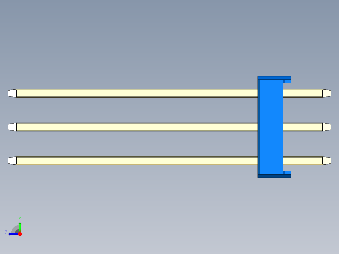 彩色公头100mil（2.54mm）系列-DS1021_blue_3x27p_100mil_Type19_rev1.0右视图