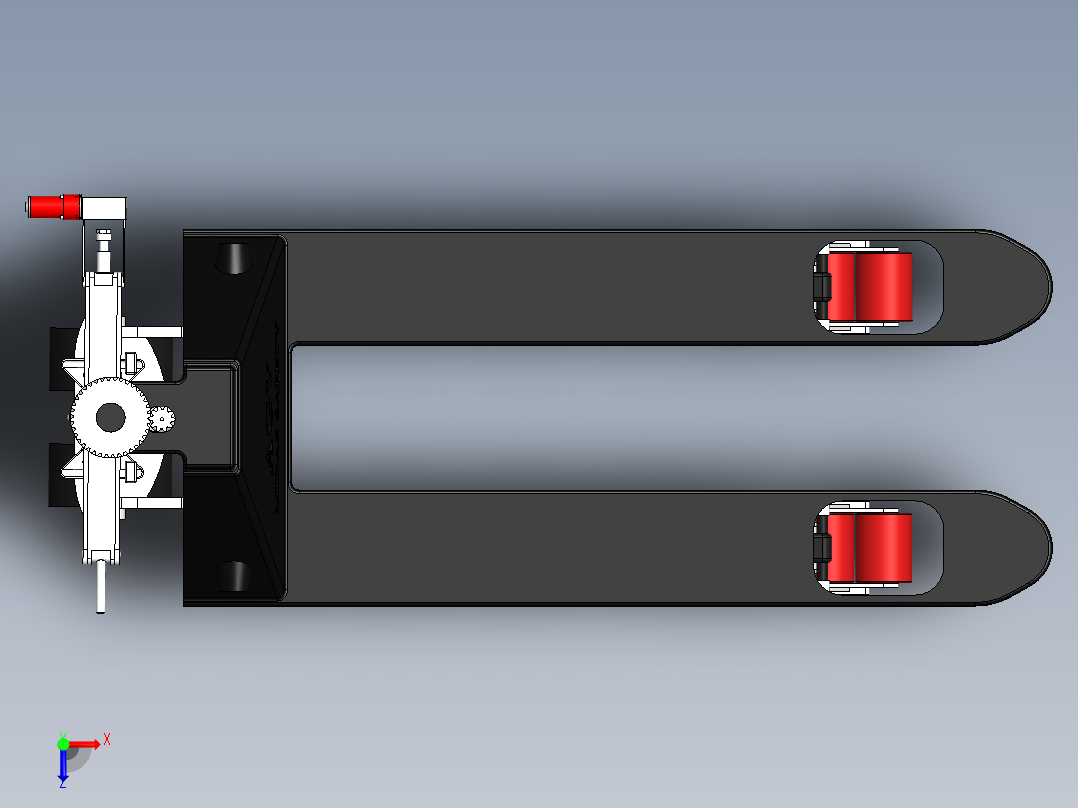 手动托盘升降机改装成AGV俯视图