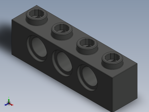 乐高机械组积木（横梁）-3701 Old Dark Grey Technic Brick 1 x 4 with Holes