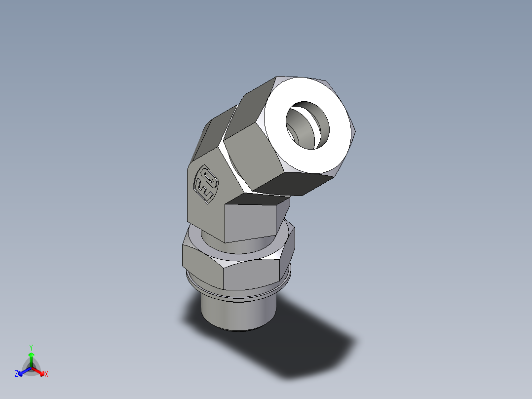 卡套式工业通用硬管接头EO_Adjustable_locknut_45_deg_elbow_VEE12SMORCF主视图