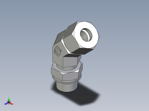 卡套式工业通用硬管接头EO_Adjustable_locknut_45_deg_elbow_VEE12SMORCF正等轴测缩略图