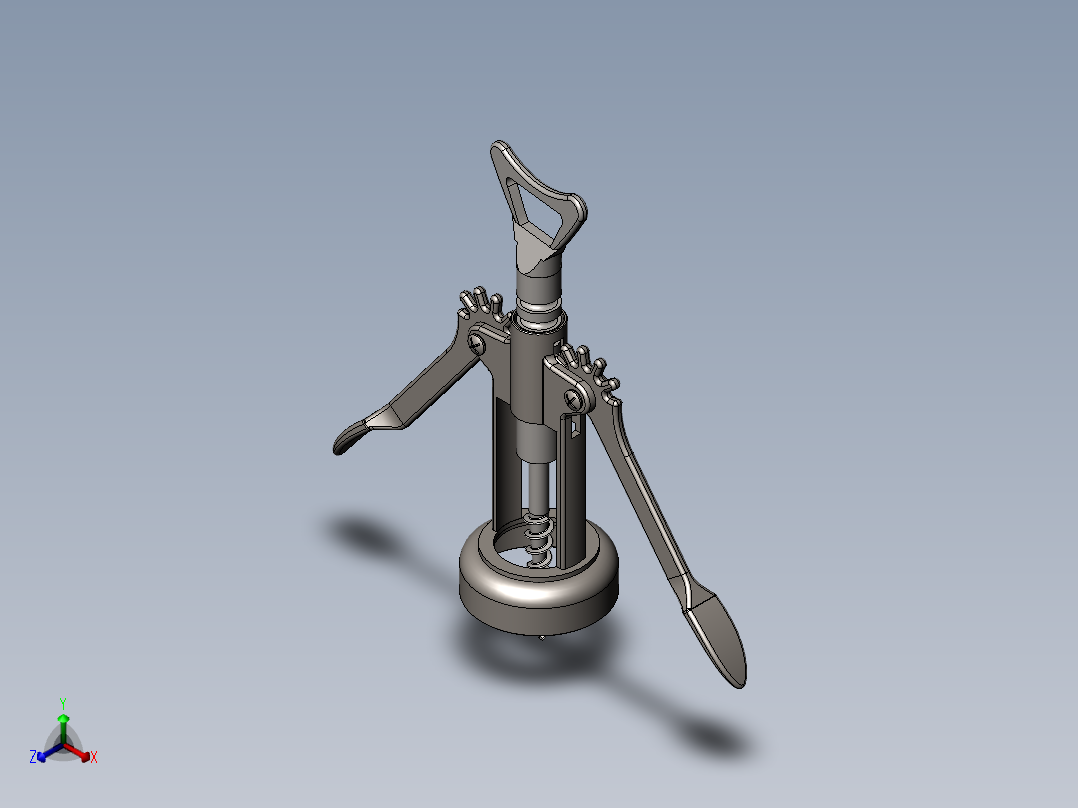 螺旋开瓶器16正等轴测图