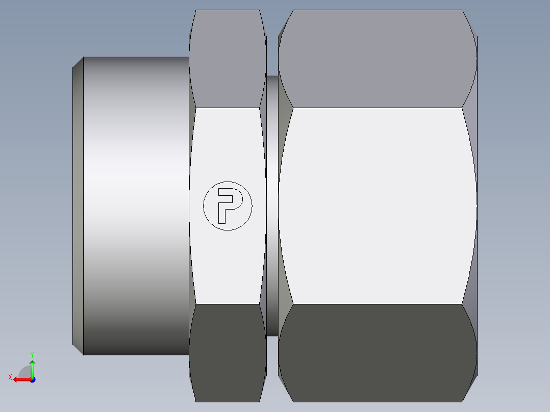卡套式工业通用硬管接头EO_Distance_piece_adapter_DA28LOMDCF后视图