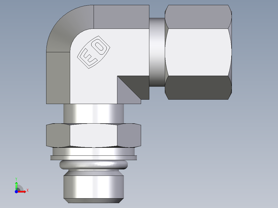 卡套式工业通用硬管接头EO_Adjustable_Locknut_elbow_WEE10LMORCF前视图