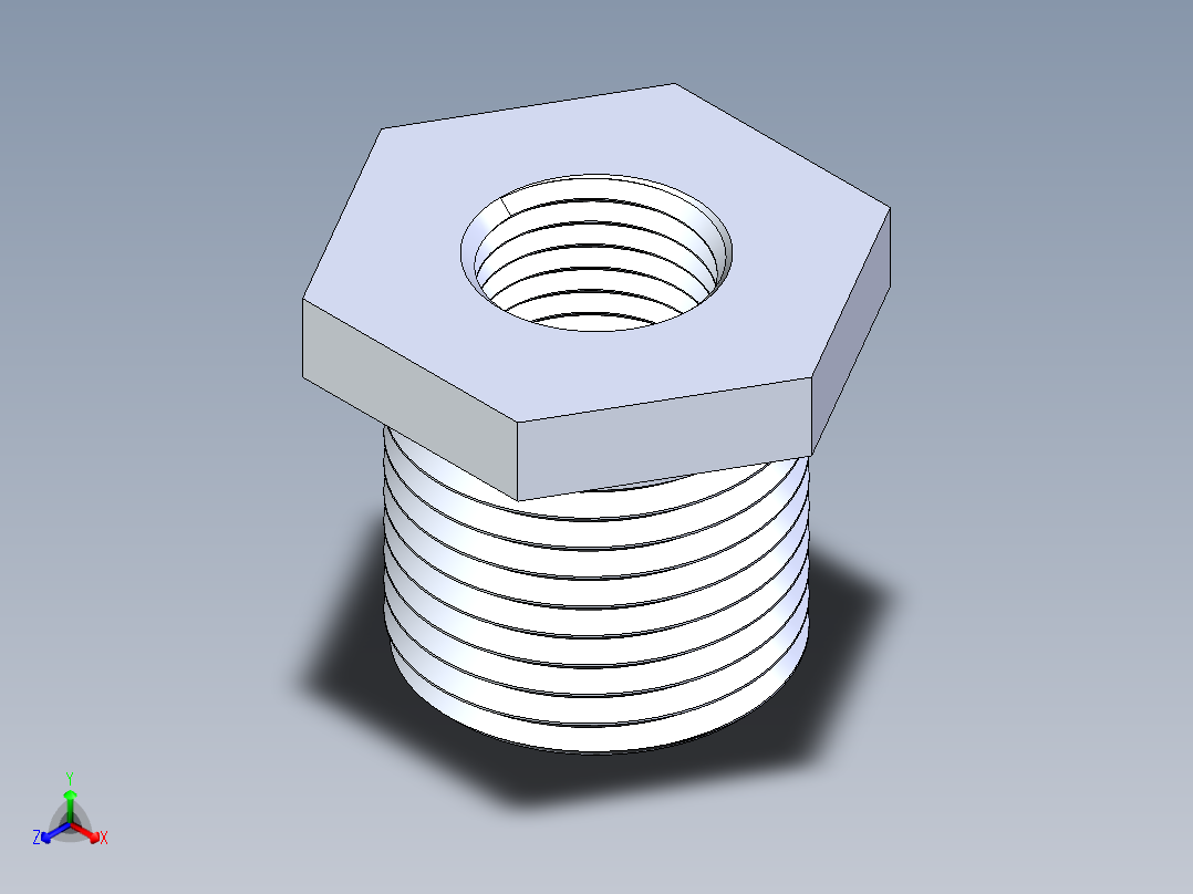 聚氯乙烯配件18-Sch80_ReducerBushing_MPTxFPT_839-072_0.5in x 0.25in正等轴测图