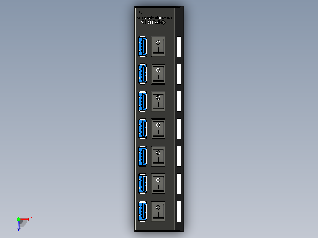 7端口usb3.0高速集线器俯视图