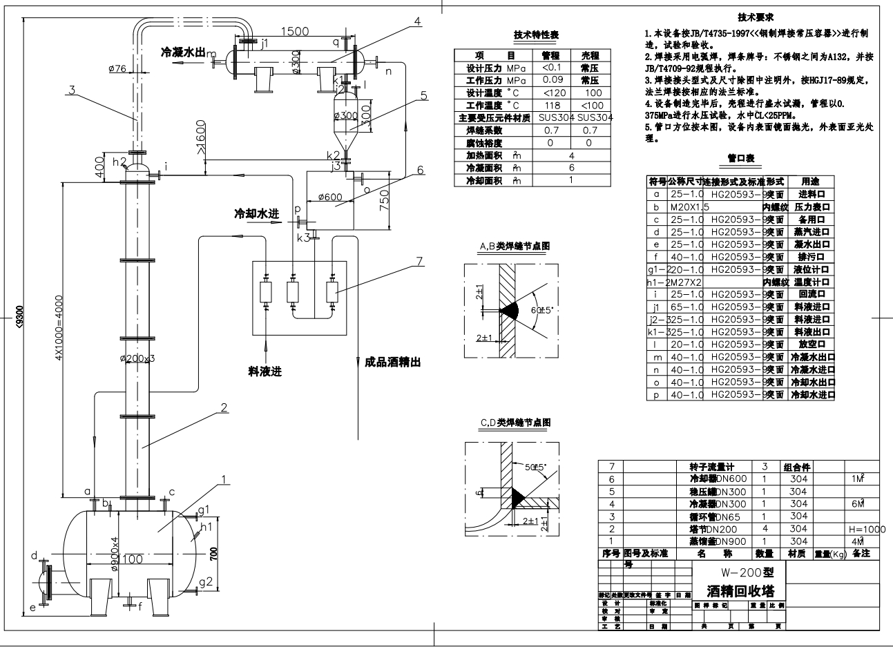 1T醇提中药提取生产线工艺及设备CAD图纸