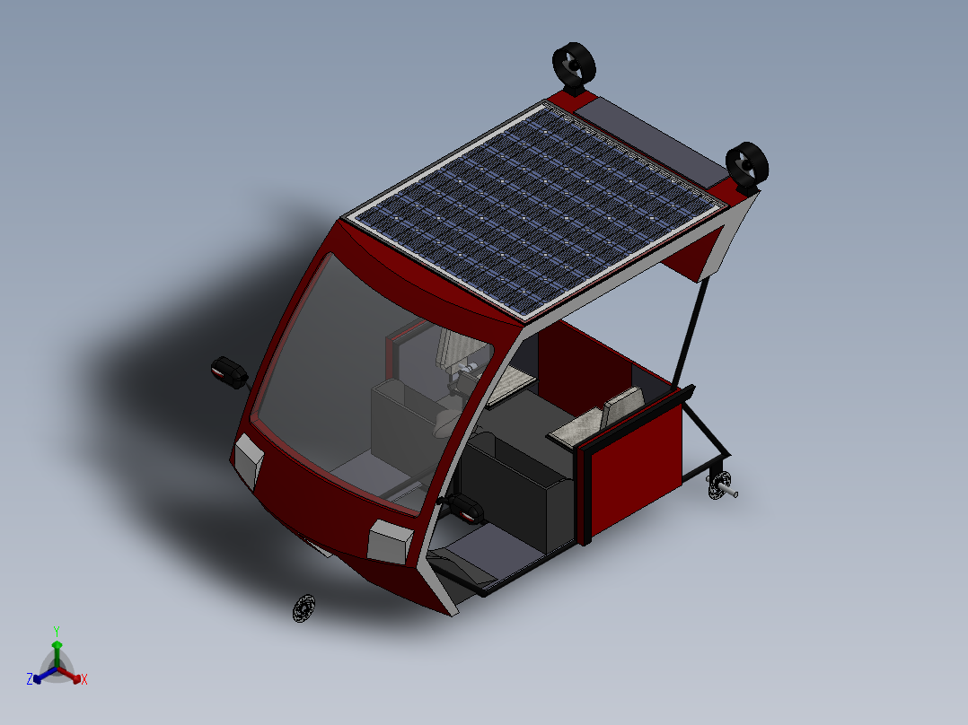 混合动力电动三轮车--sw正等轴测图