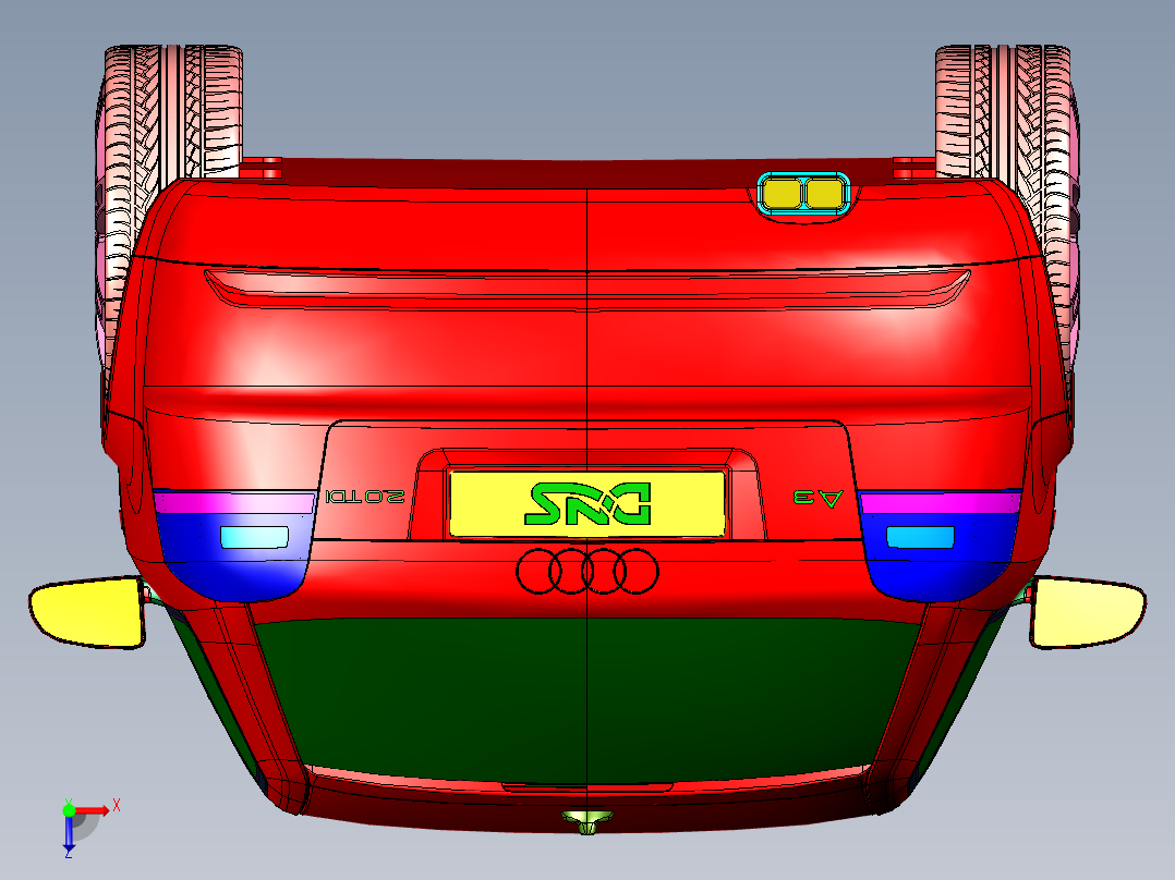 奥迪A3三维模型俯视图
