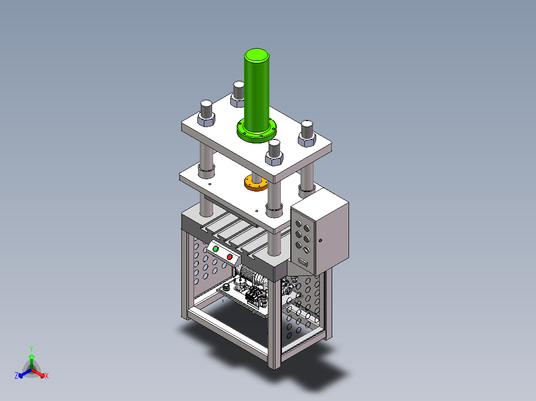 单柱头压力机正等轴测图
