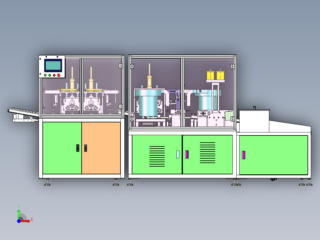 全自动微型马达转子加工生产线前视图