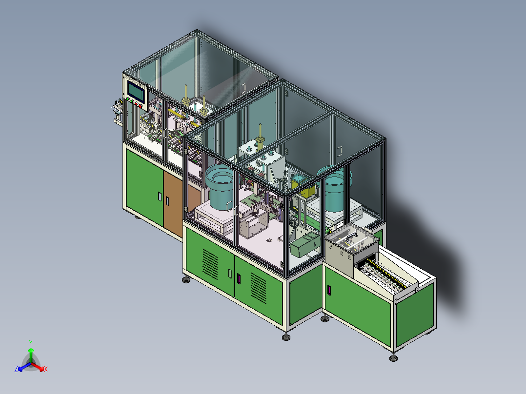 全自动微型马达转子加工生产线正等轴测图