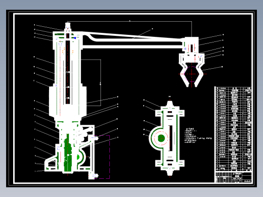 三自由度圆柱坐标式普通车床自动上下料装置机械手设计含开题及4张CAD图