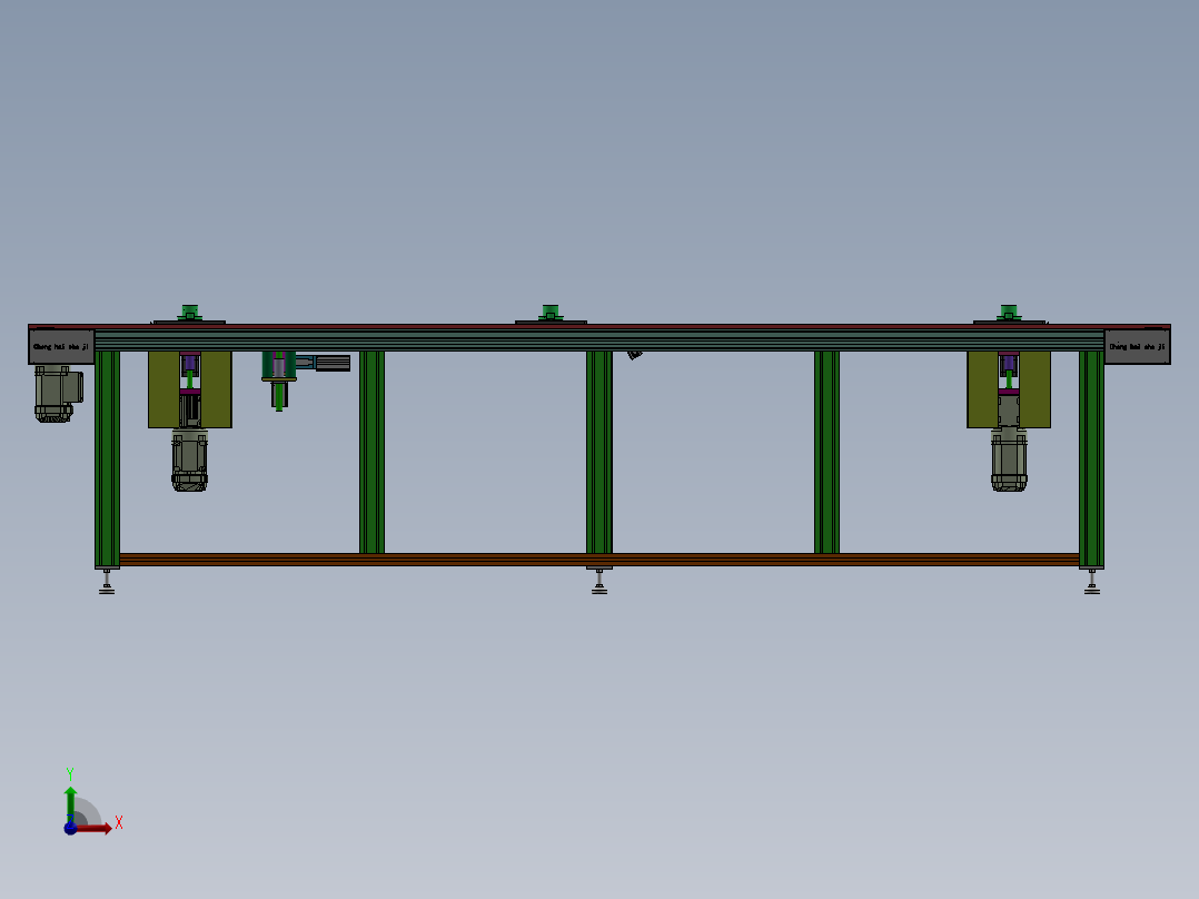 工装夹具环形双列皮带输送线前视图