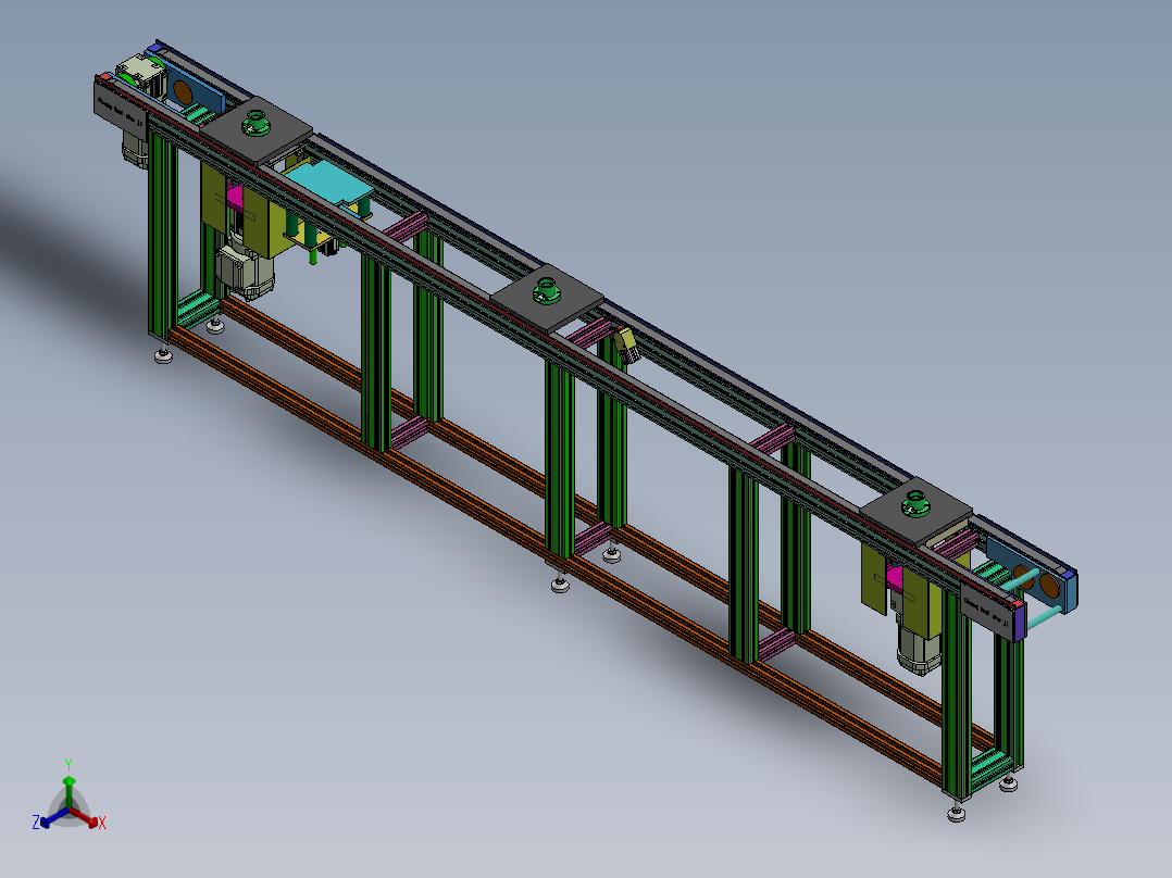 工装夹具环形双列皮带输送线正等轴测图