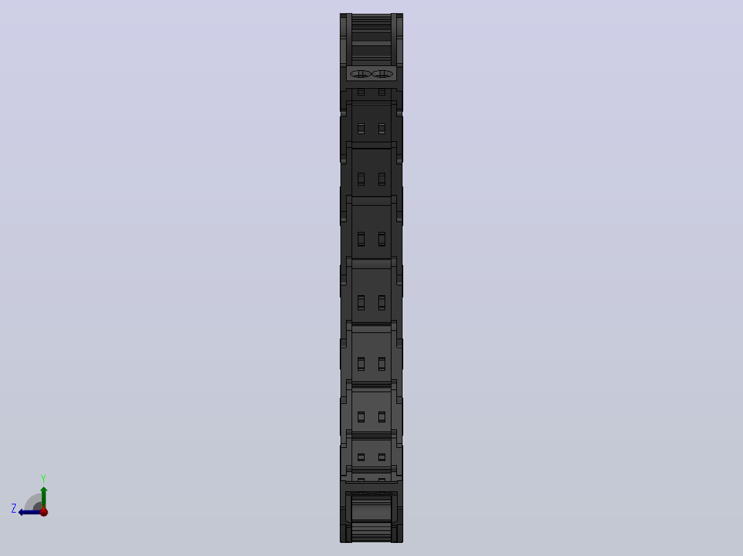 弯曲半径150内高25两侧打开型DB封闭式拖链_DMD25CDBA-25-25-150R-30-A1(3)右视图