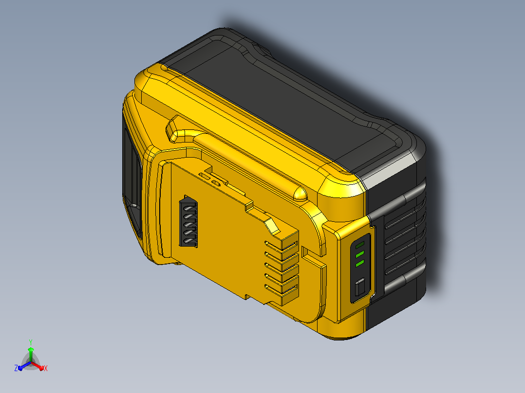 DeWalt 20V 10AH锂离子电池正等轴测图