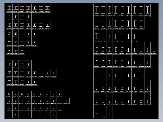 各种钢结构型材图块cad图纸H钢槽钢角钢工字钢C型钢图块