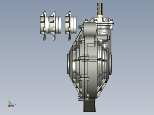 自动接合前差速集线器设计模型设备3D模型左视缩略图