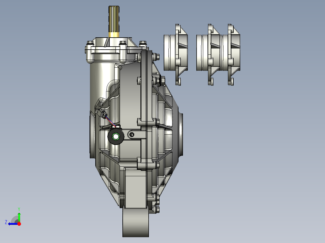 自动接合前差速集线器设计模型设备3D模型右视图
