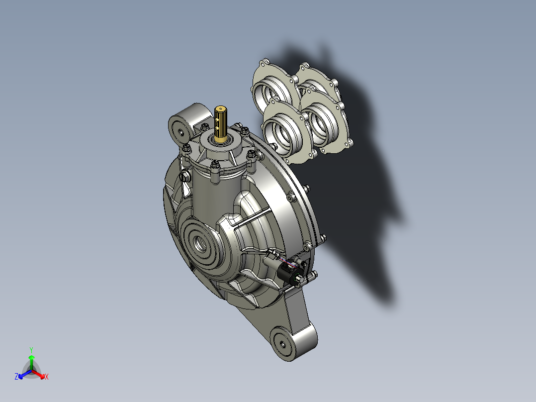自动接合前差速集线器设计模型设备3D模型正等轴测图
