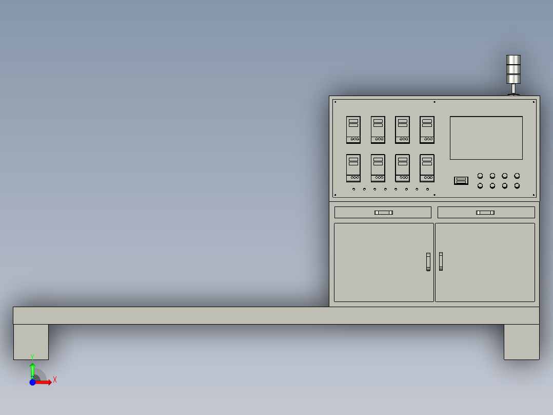一种试验台柜前视图