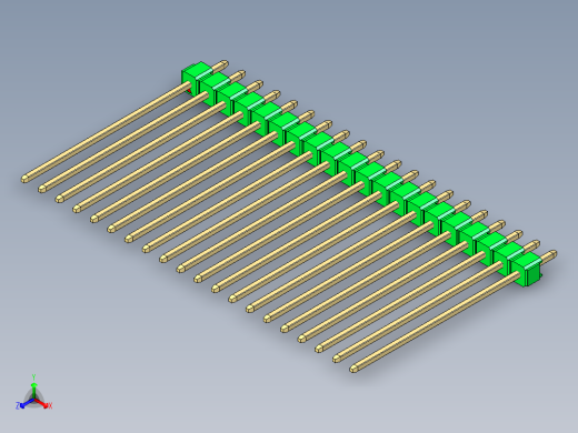 彩色公头100mil（2.54mm）系列-DS1021_green_1x20p_100mil_Type43_rev1.0正等轴测缩略图