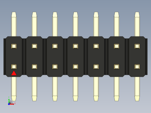 彩色公排针 100mil 2.54mm 系列-DS1022_black_14p_100mil_TypeSMT_rev1.0前视缩略图