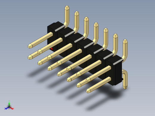 彩色公排针 100mil 2.54mm 系列-DS1022_black_14p_100mil_TypeSMT_rev1.0正等轴测缩略图