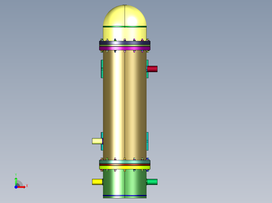 卧式容积式水水换热器前视图