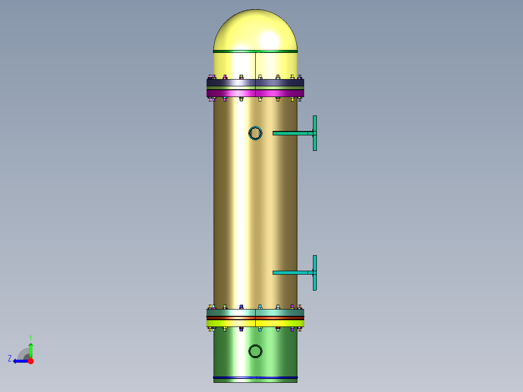 卧式容积式水水换热器右视图