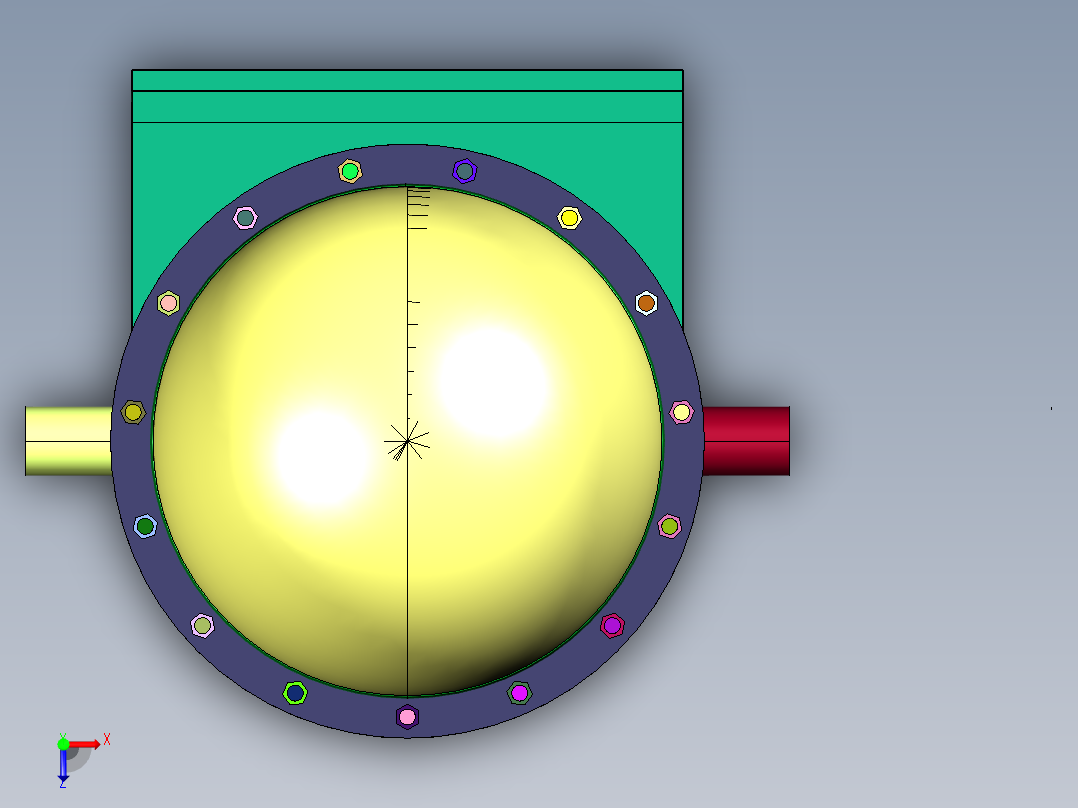 卧式容积式水水换热器俯视图
