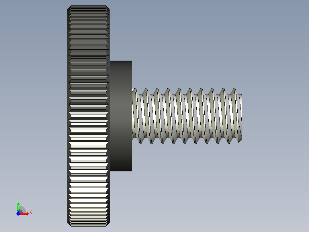 滚花旋钮-Knurled Knob 0.25x1.000x0.500.STEP前视图