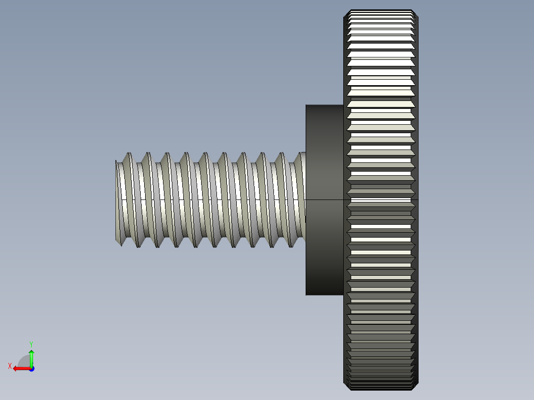 滚花旋钮-Knurled Knob 0.25x1.000x0.500.STEP后视图