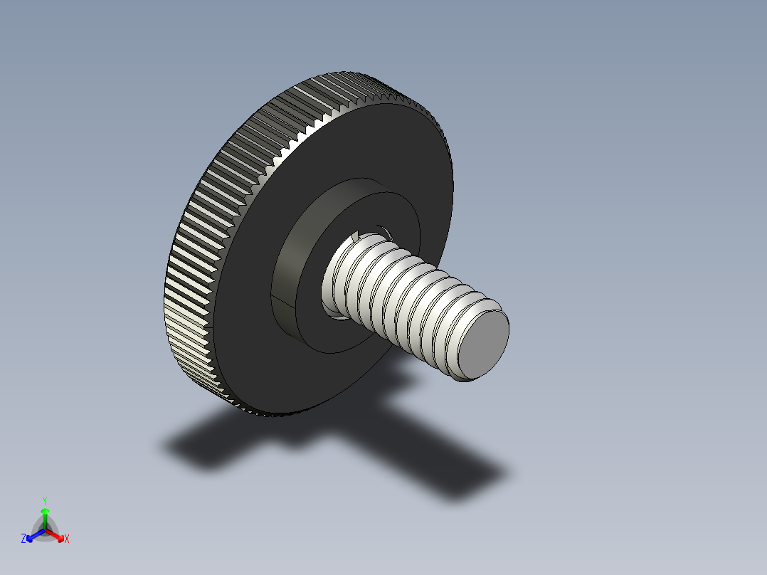 滚花旋钮-Knurled Knob 0.25x1.000x0.500.STEP正等轴测图