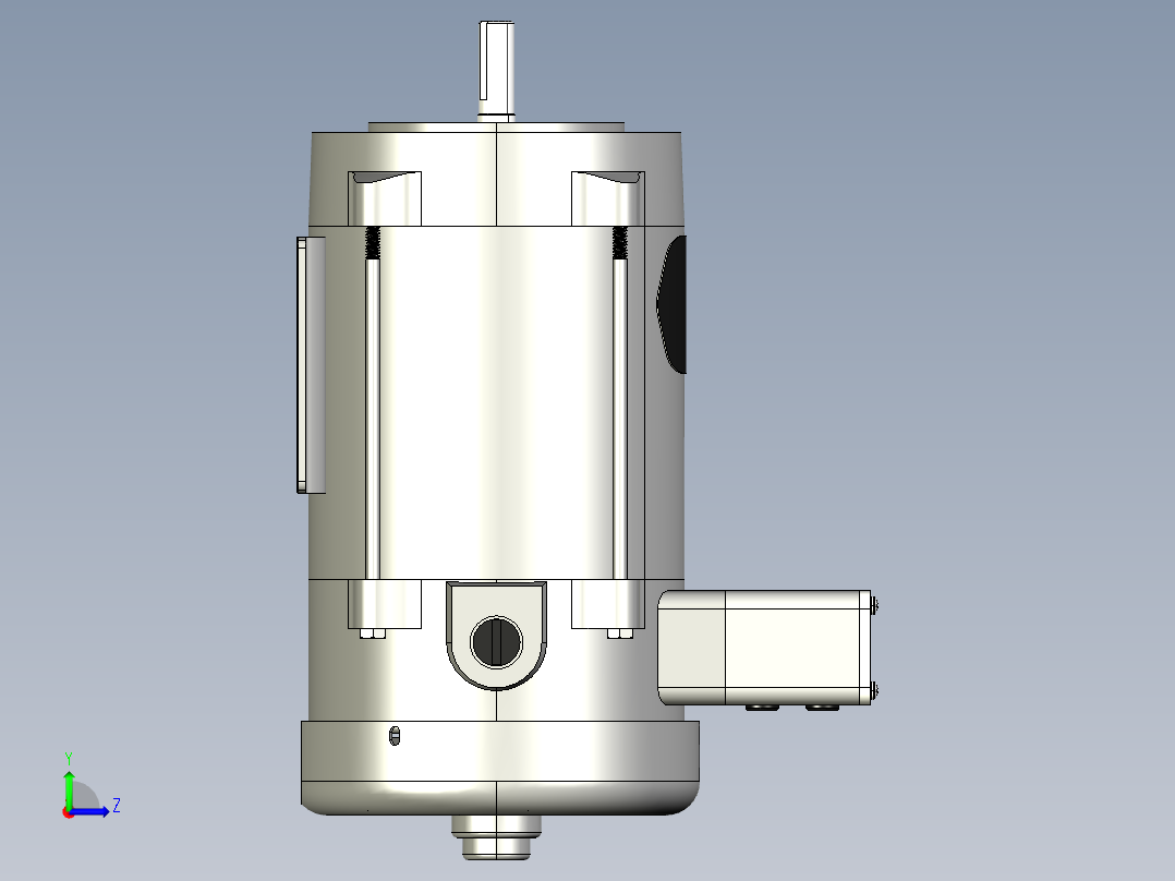 直流电动机与3d打印接线盒左视图