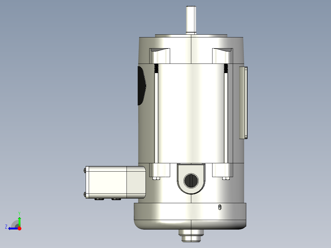 直流电动机与3d打印接线盒右视图