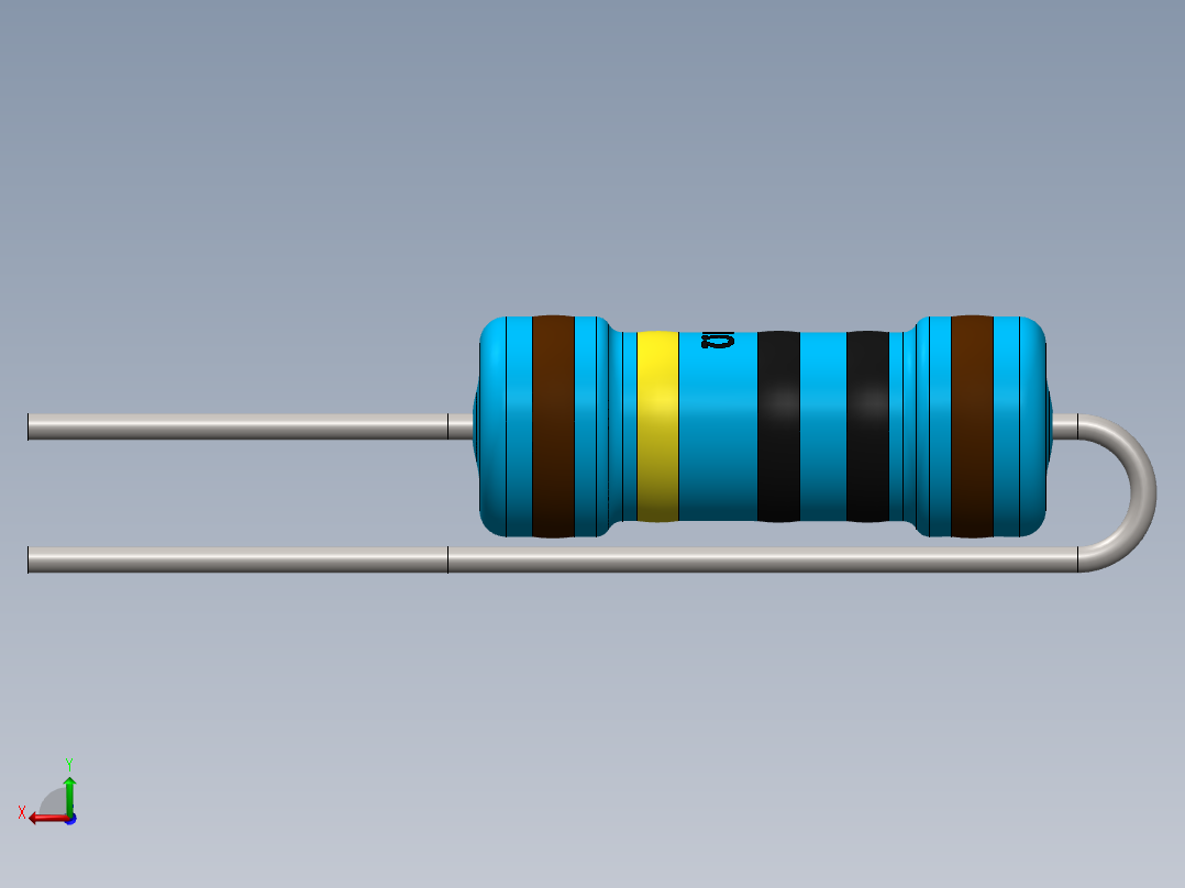 电容器 二极管 电阻器-Resistor Vertical 1M Ohm 1W后视图