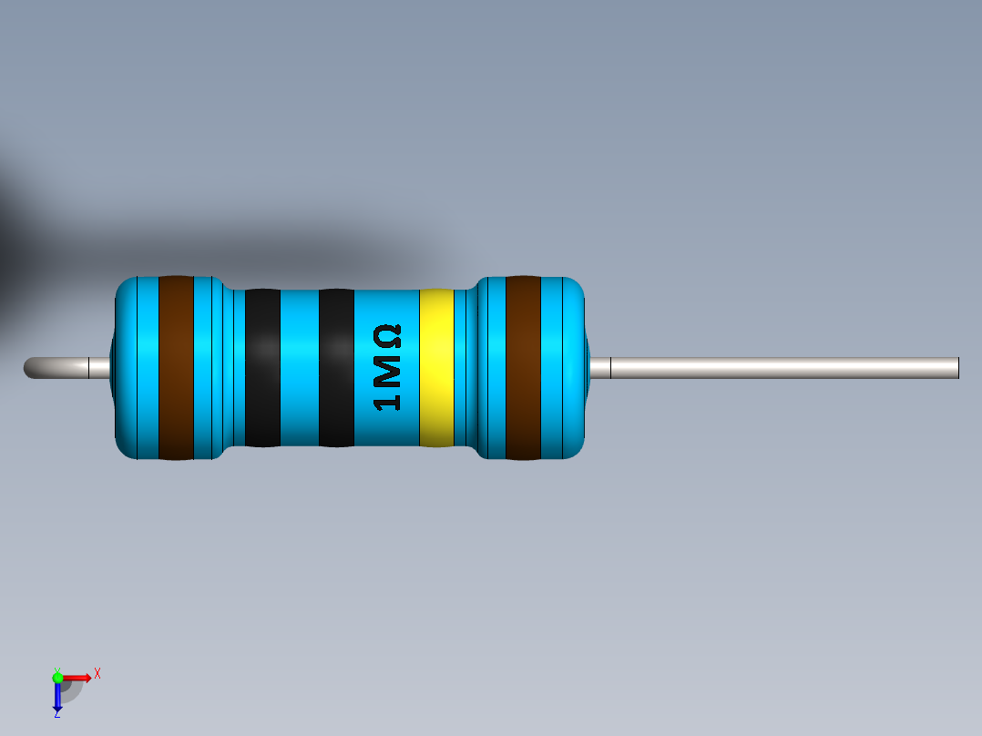 电容器 二极管 电阻器-Resistor Vertical 1M Ohm 1W俯视图