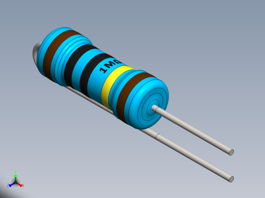 电容器 二极管 电阻器-Resistor Vertical 1M Ohm 1W正等轴测缩略图