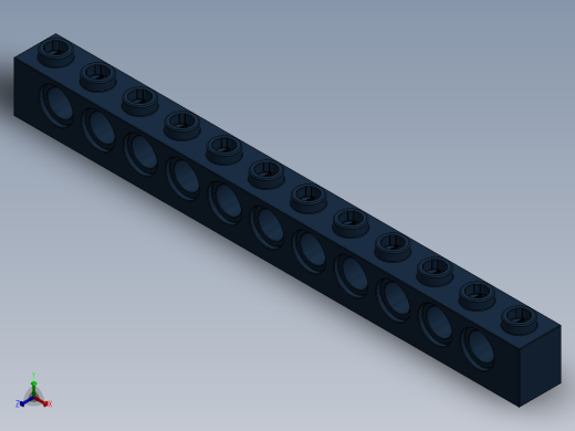 乐高机械组积木（横梁）-4227700 - 3895 Earth (Navy) Blue Technic Brick 1 x 12 with Holes正等轴测缩略图