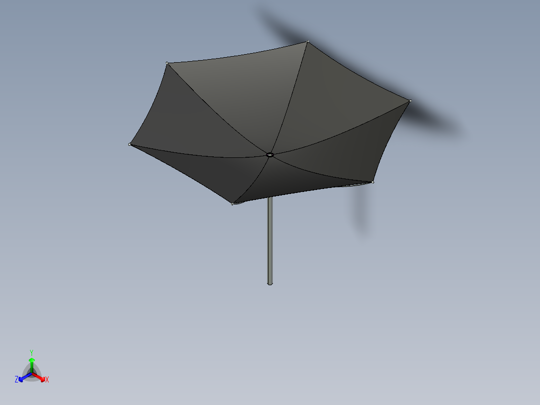 倒置雨伞模型正等轴测图