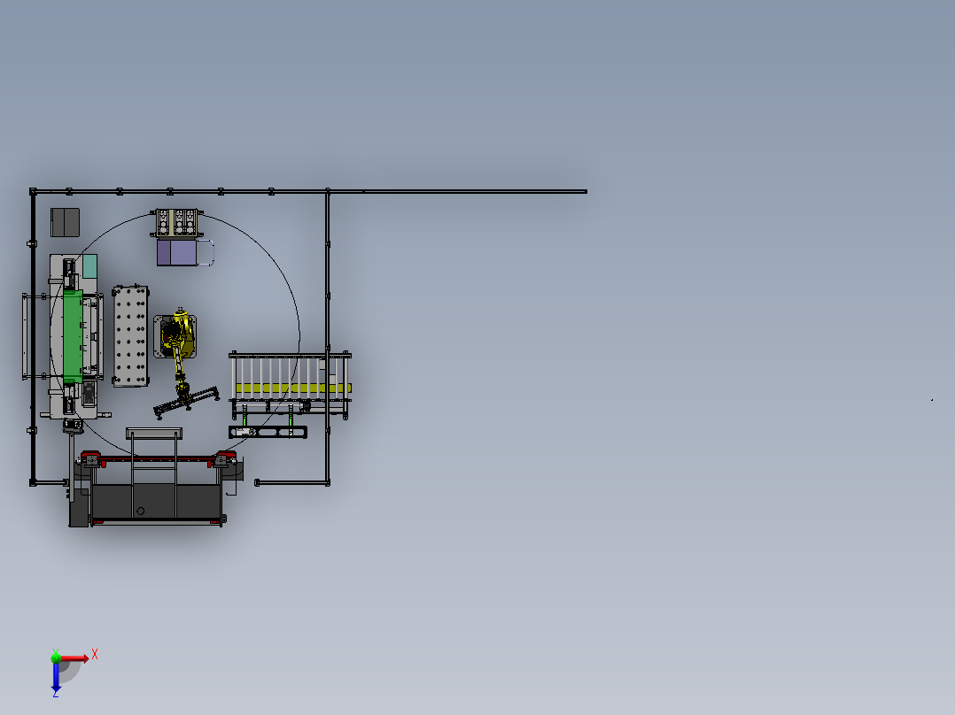 2023.02月-电梯门板机器人冲孔折弯系统sw19可编辑俯视图